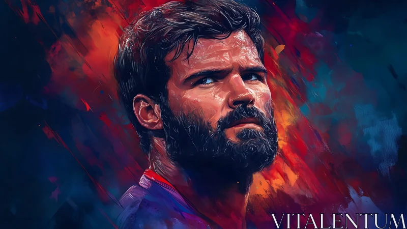 Brooding portrait in vivid color storms of light and shadow.