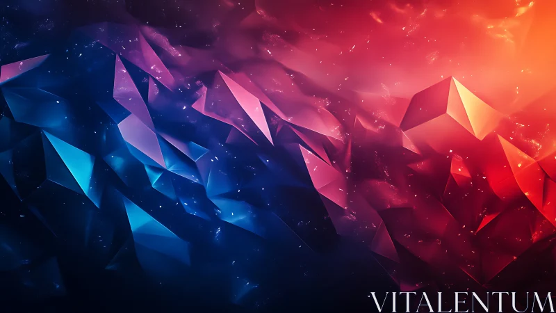 Geometric polygonal planes in dual blue and red gradient.