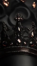 Detailed dark metal crown with faceted gemstone insets.