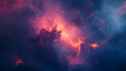 Stellar nebula in vibrant magenta plasma clouds.