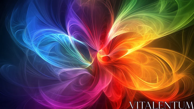 Colorful fractal light swirls form radiant abstract symmetry