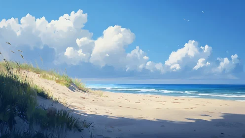 Soft shoreline daydreams along a quiet summer dune beach.