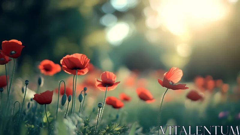 Crimson Petals Dance Against Soft Bokeh Light