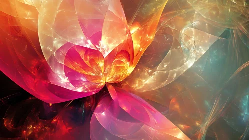 Fractal luminous petals forming a radiating spectral vortex.