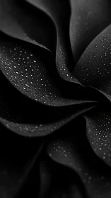 Macro study of black petals with dewy high-contrast texture.