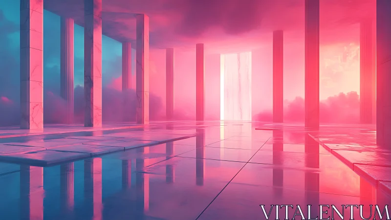 Luminous Corridor: Neon-Lit Architectural Void.