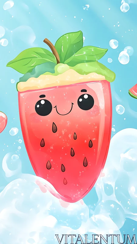 Adorable Strawberry Character with Whimsical Charm.