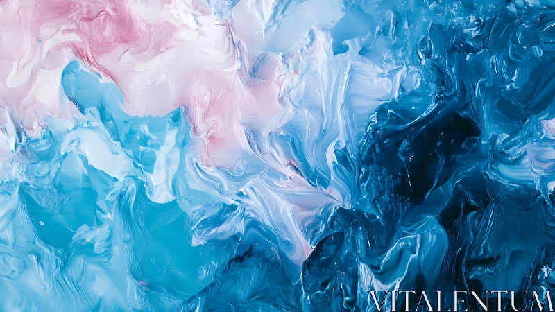 Viscous chromatic vortex of pink, cyan and ultramarine fluidity.