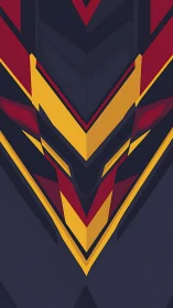 Geometric chevron vector composition in deep triadic palette.