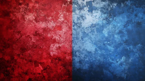 Color duet of red and blue in textured abstract harmony.