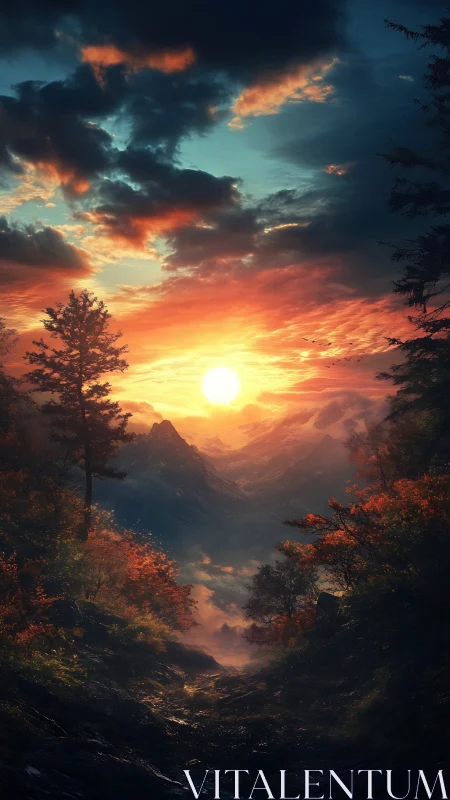 Golden valley sunrise spilling light through quiet peaks.