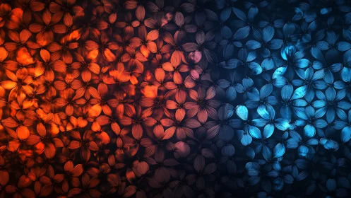 Glowing petal chorus where warm ember hues meet cool mist.