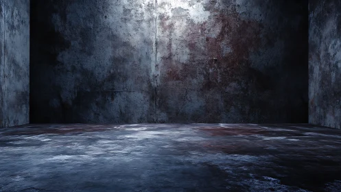 Grim concrete chamber washed in lonely spotlight gloom.