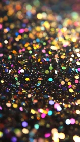 Macro glitter bokeh field with prismatic circular confetti focus.