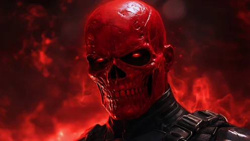 Glossy red skull portrait renders infernal cinematic menace