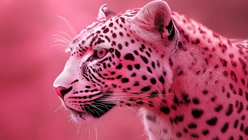 Pink Leopard Profile Study Against Graduated Background