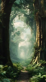 Luminous Canopy: Where Ancient Giants Frame Heaven's Gateway.