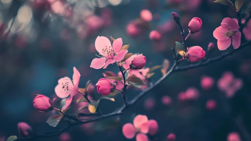 Cherry Blossoms Dancing Through Twilight's Velvet Dream