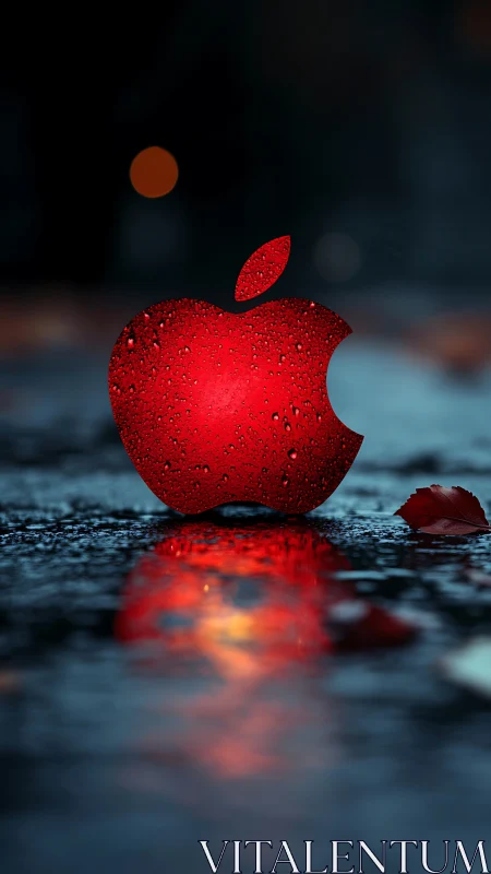 Luminescent Red Apple: Digital Photorealism with Dew and Atmospheric Depth.