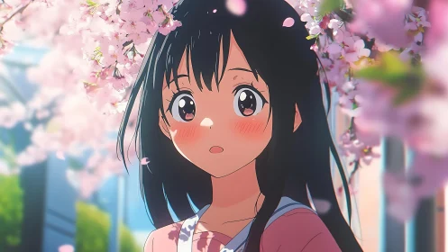 Spring blush under drifting cherry blossom petals.