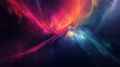 Nebular energy streams collide in luminous abstract digital space