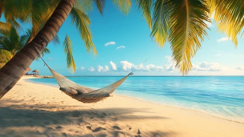 Paradise Found: Tropical Beach Escape with Hammock.