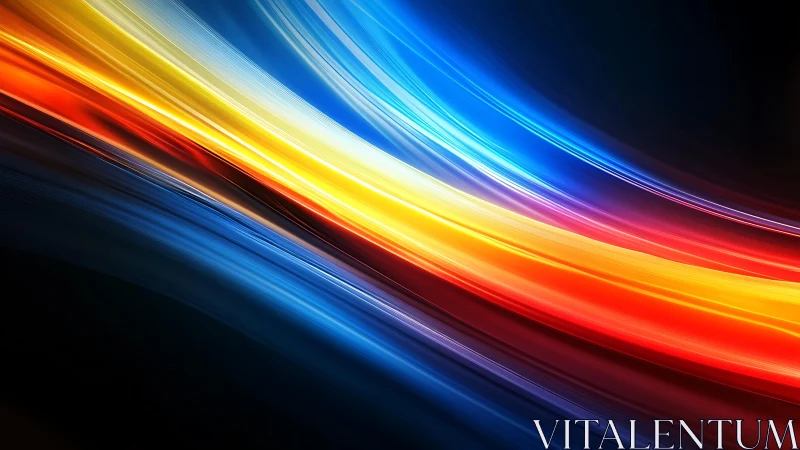 Vivid Abstract Light Streaks in Blue, Red, and Yellow Digital Art.