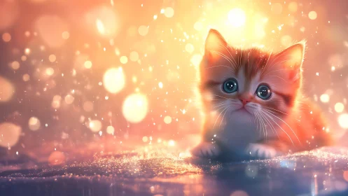 Radiant Kitten Glowing in Warm Golden Light.