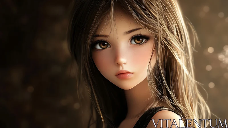 Soft light anime portrait with warm luminous bokeh glow.