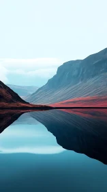 Silent mirrored fjord trades secrets with scarlet shoreline