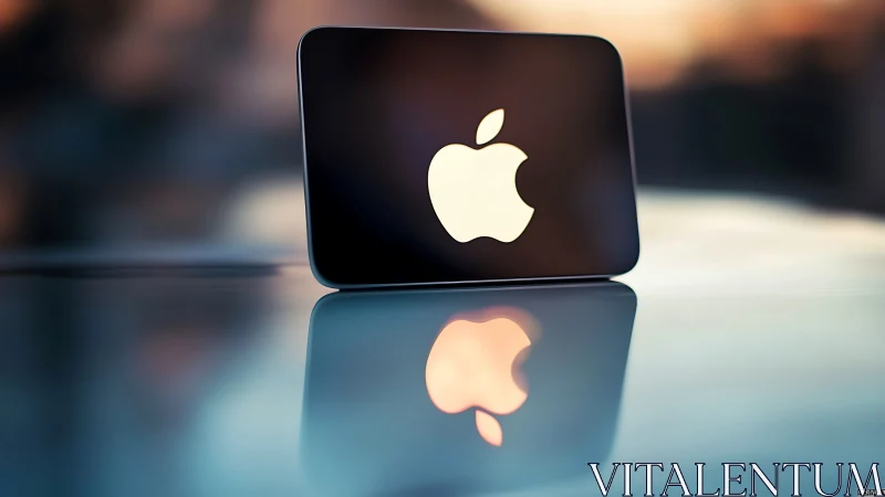 Apple MacBook Pro Lid with Illuminated Logo Against Blurred Background.