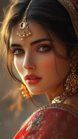 Golden-eyed bride glows in warm sunset bridal portrait