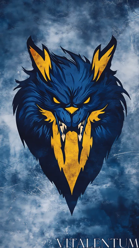 Electric blue wolf emblem with fierce golden energy.