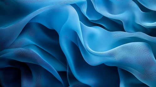 Flowing Blue Abstract Waves in Modern Digital Art Style.