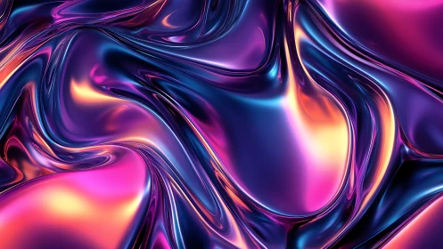 Neon molten waves swirl in liquid chrome dreamscape glow.