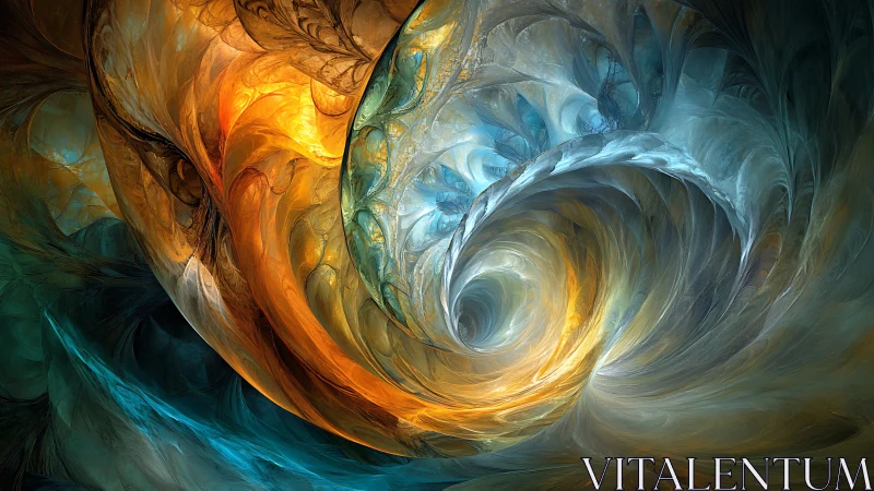 Swirling elemental vortex merges fire, water, and light forms.