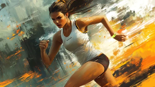 Electric sprint energy with a determined runner in motion.