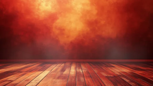 Wooden Floor Interior with Warm Atmospheric Lighting