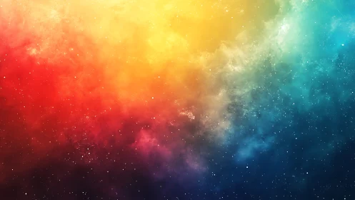 Starlit rainbow nebula drift in a cosmic painted sky.