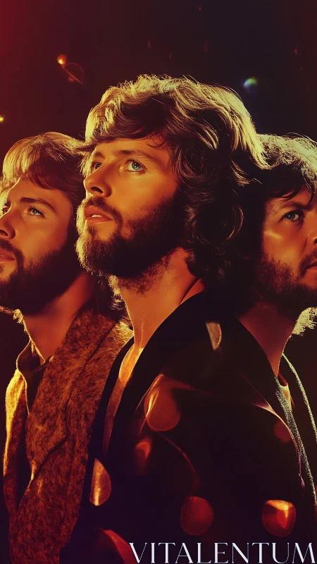 Photorealistic triptych portrait with cinematic warm lighting.