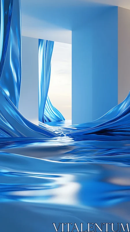 Liquid blue daydream flowing through open doorways.