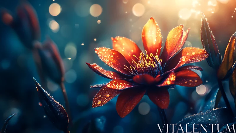 Golden Flowers Glistening in Morning Dew.