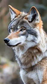 Wolf portrait shows side profile with sharp fur detail