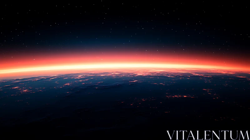 Scarlet Horizonline Above a Sleeping Neon Planet.