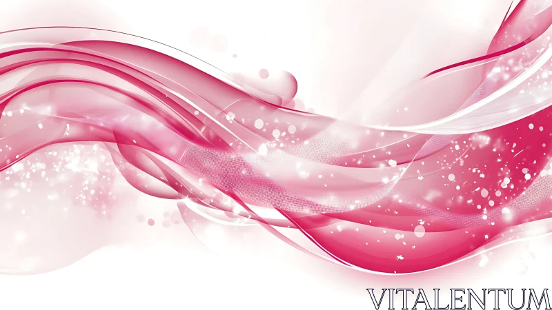 Velvet pink wave currents spilling stardust across white.