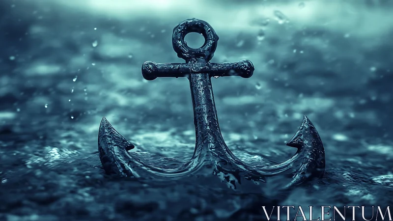 Corroded twin-fluke anchor in dynamic stormwater field.