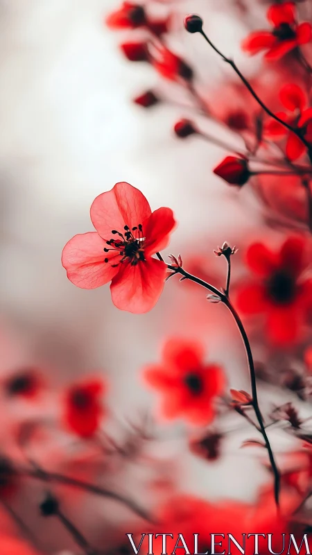 Red Flower in Shallow Focus with Blurred Blooms