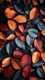 Autumn leaves spread in rich reds, golds, and deep blues.