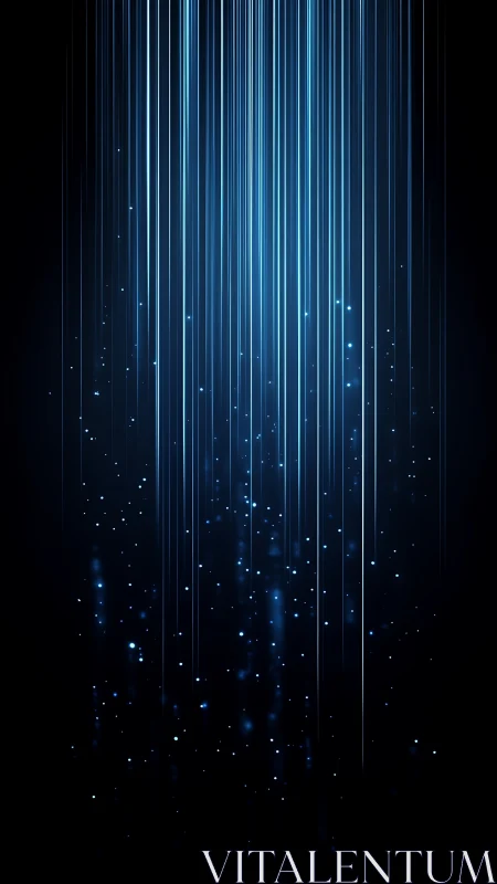 Blue light streaks descend over dark abstract background.