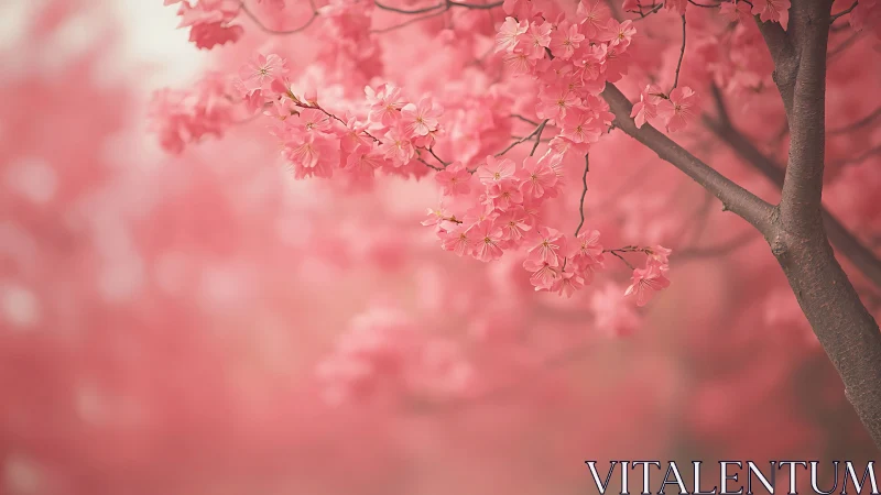 Soft-focus cherry blossoms with warm pastel bokeh glow.